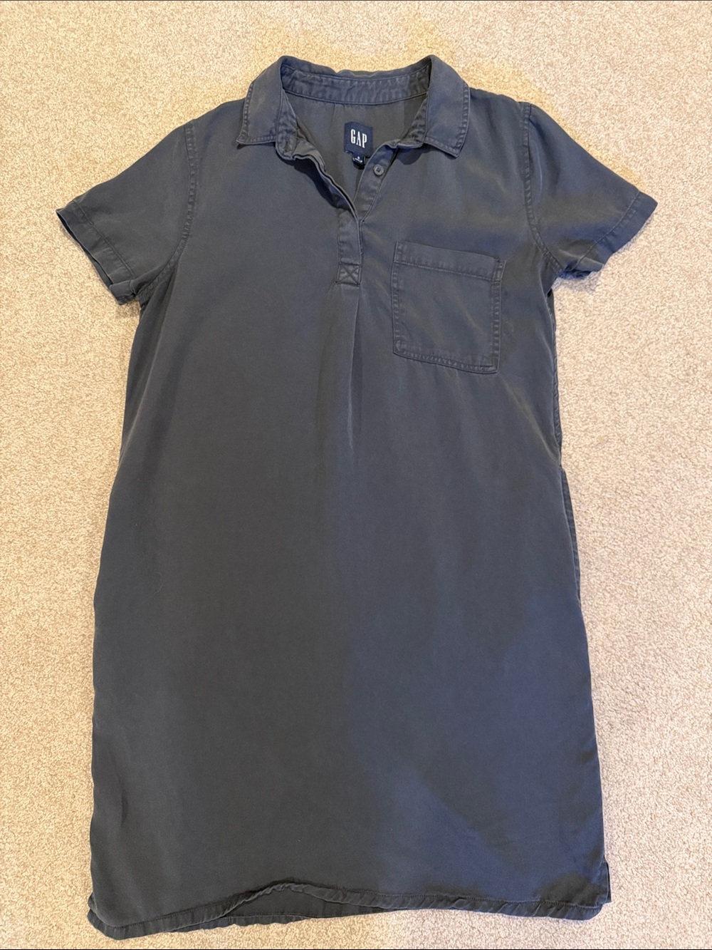 GAP Washed Short Sleeve Polo Dress - Dark Blue